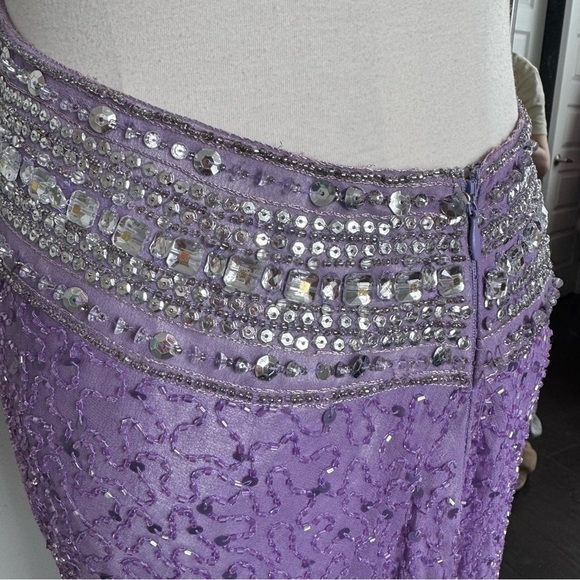 Vintage 100% silk Elegant Purple Gown crystal fairycore luxury glam 4 prom - Picture 8 of 15